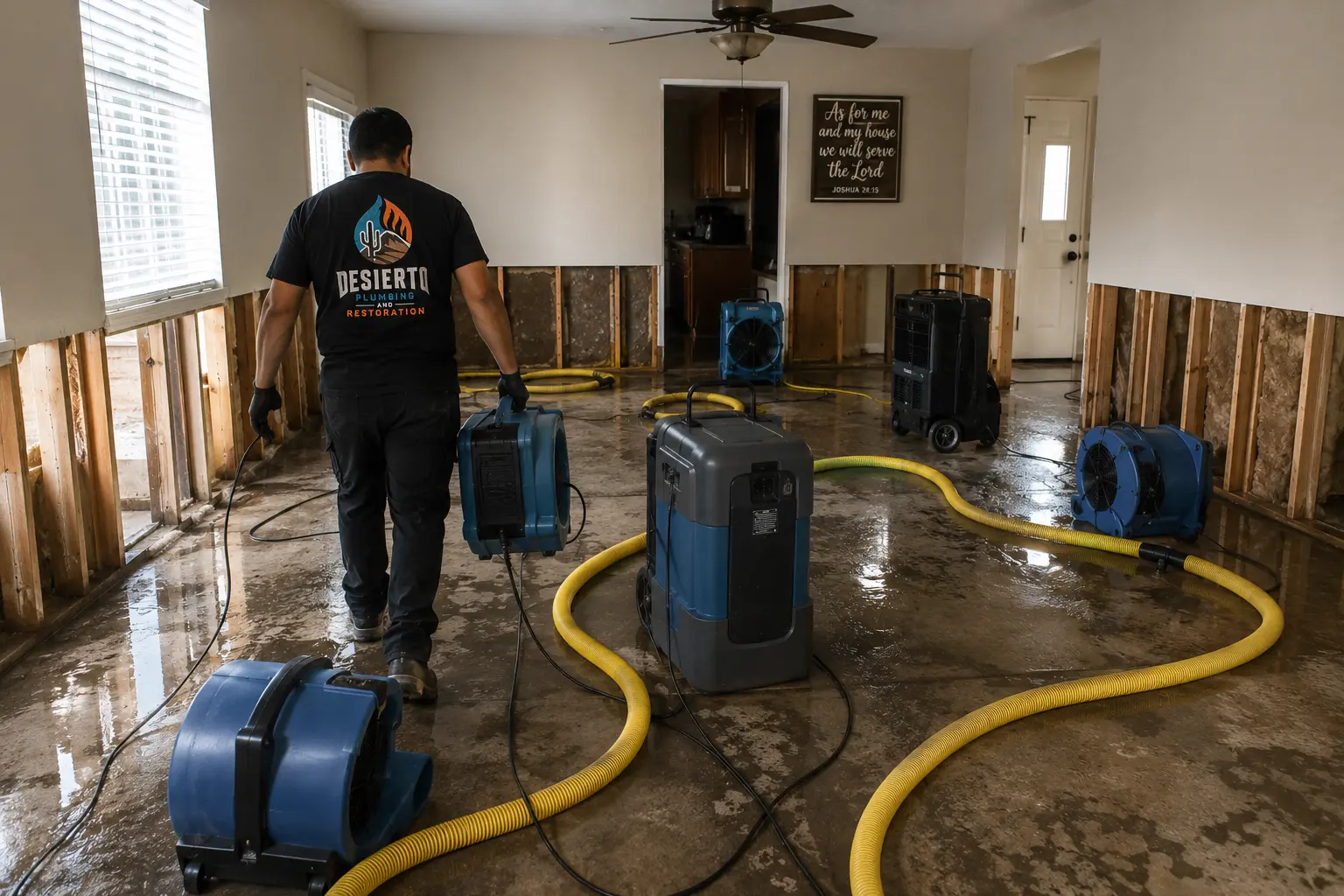 Restoration crew responding to water damage in a Phoenix home